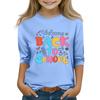 Kids Casual Printed Round Neck 3/4 Sleeve Top for Back To School