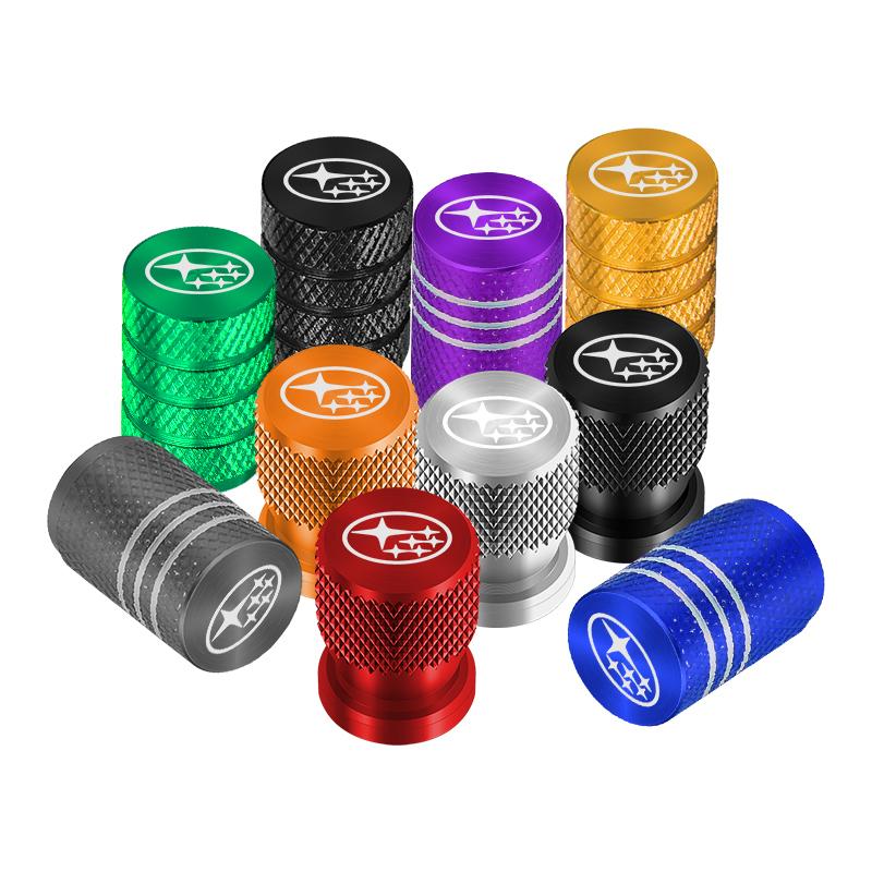 4pcs Car Tire Valve Cap Car Tyre Air Stems Covers For SUBARU Forester Impreza Legacy Outback WRX STI BRZ Auto Accessories Y10