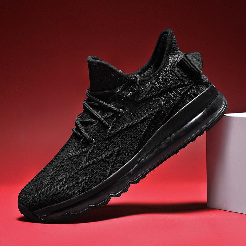 Large size men's shoes summer breathable fly-woven shoes men's large size shoes full palm air cushion shoes shock-absorbing and lightweight running