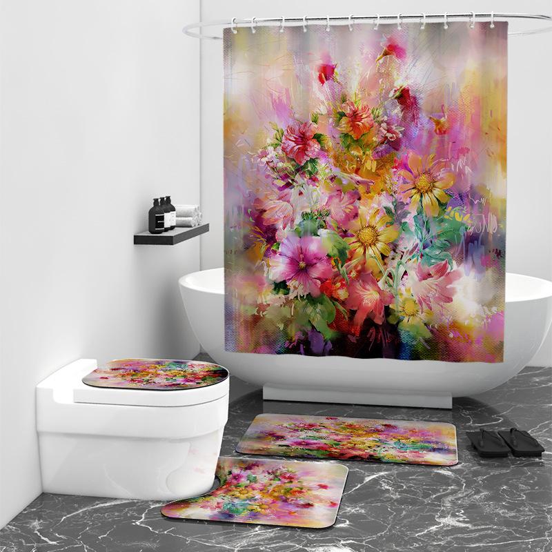 Oil Painting Digital Printing Shower Curtain Bathroom Blocking Waterproof Curtain