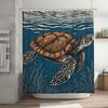 Colorful Sea Turtle Shower Curtain Bath Decor Artistic Design Modern Decoration For Bathroom Blue And Orange Turtles Pattern
