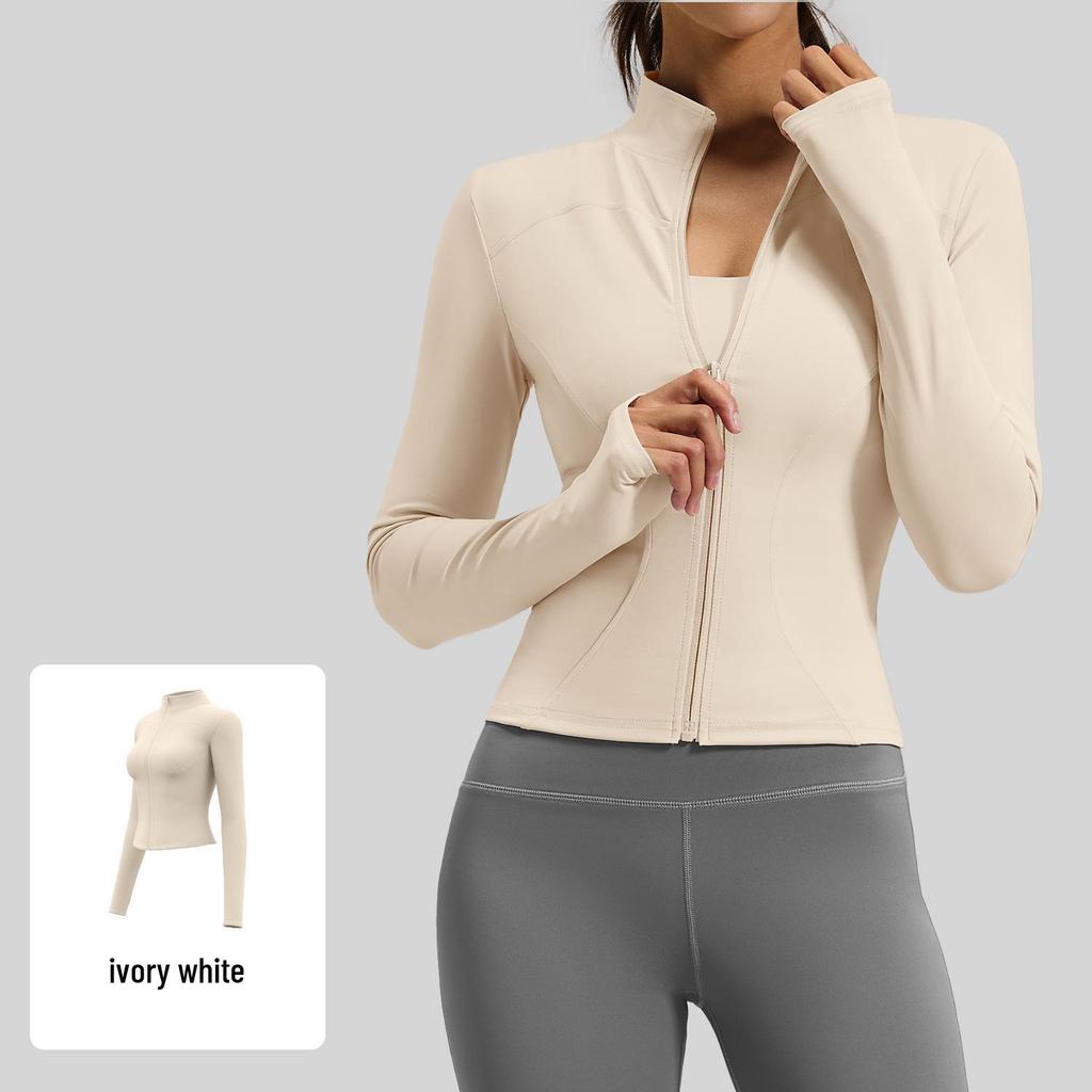 Women's Juyitang Stand-up Collar Yoga Jacket for Running & Cycling - Slimming, Elastic Fitness Top