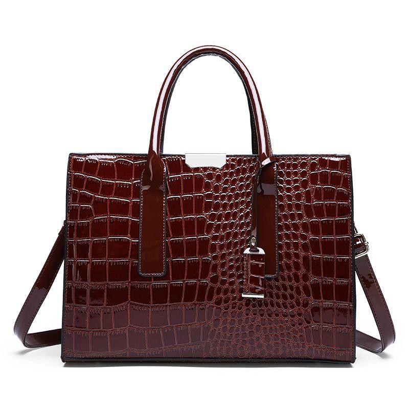 

New Fashion Trend ins Large Capacity Textured Crocodile Pattern Tote Bag Women s Shoulder Crossbody Portable Commuter Versatile