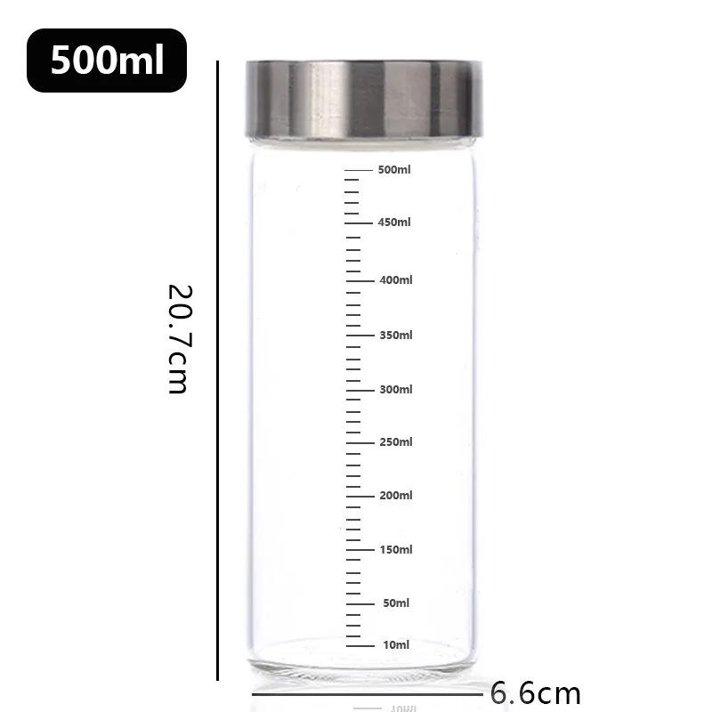 1Pcs High Borosilicate Glass Bottle Leak-proof Bottle Brewing Wine Bottle with Scale Coffee Cup Household Travel Fluid Container