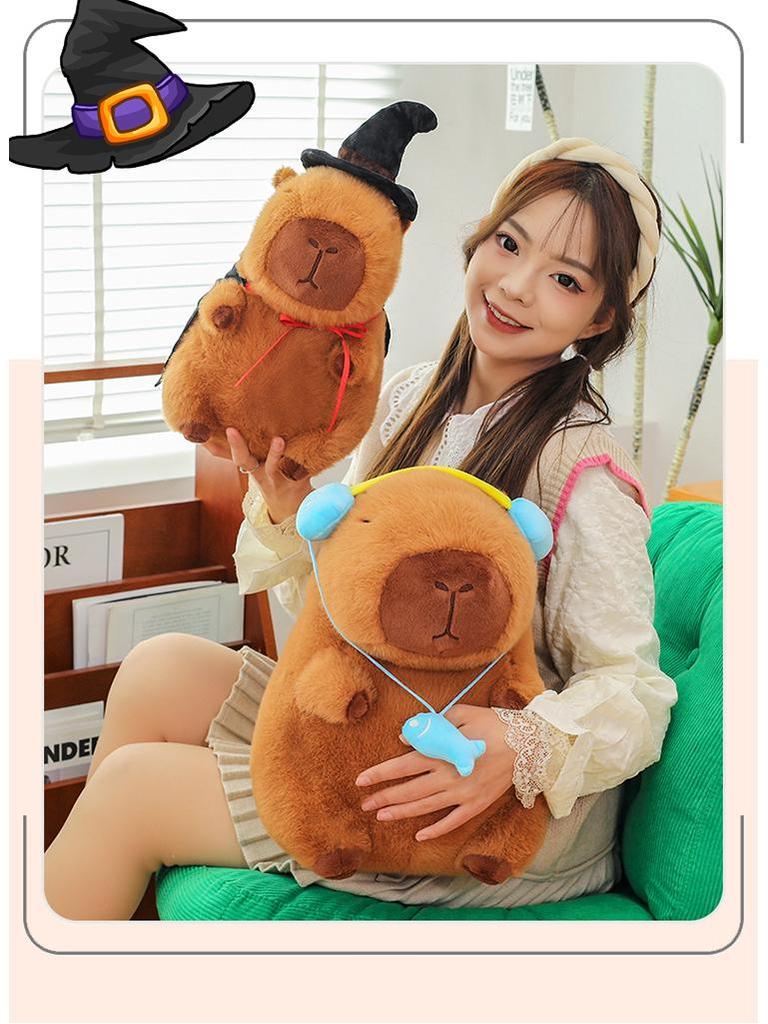 Capybara Headphones Plush Pillow: Adorable Sleeping Doll & Birthday Gift