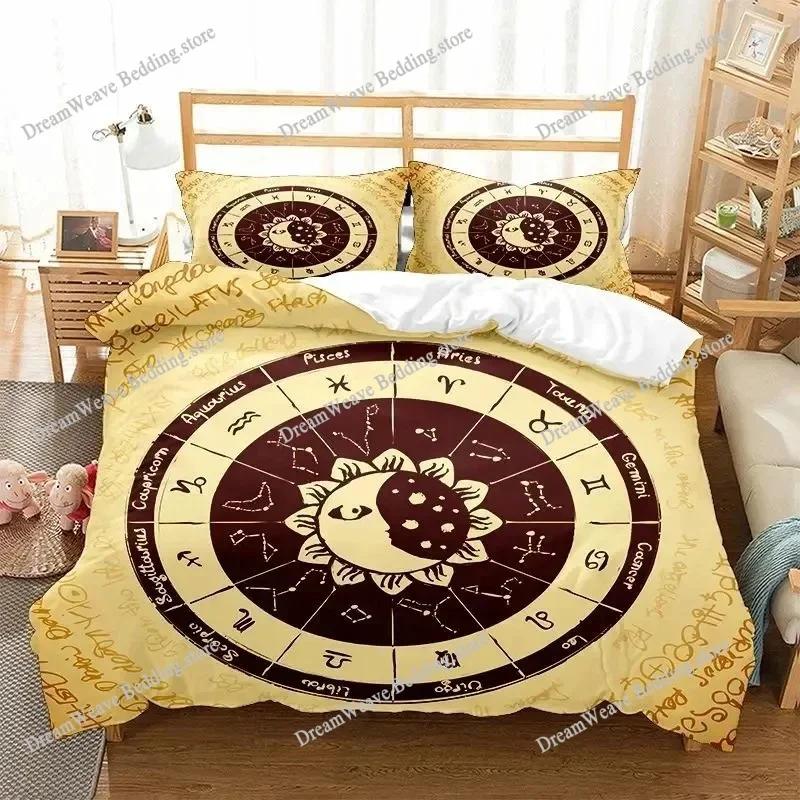 Sun and Moon Duvet Cover Set Boho Bedding Set for Kids Boys Girls Bohemian Style Queen Size Comforter Cover Psychedelic Design