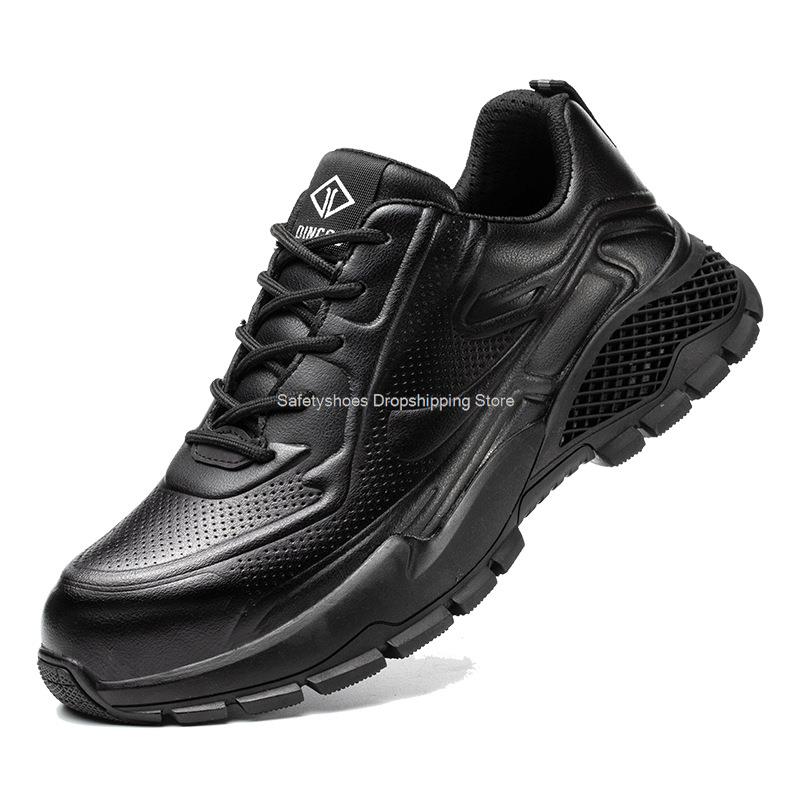 

Модне Спецвзуття зі Спілкової Шкіри Чоловіче Кросівки зі Сталевим Підноском Чорні Робочі Чоботи Кухонні Ділові Захисні Чоботи Промислове Робоче Взуття Чоловічі Чоботи 42