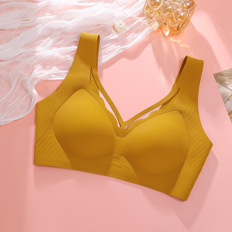 Große Größe Dessous Damen Nahtloser BH Anti-Hänge Sammelbrüste Bequemer BH im Westenstil