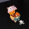 Crystals Covered Owl Inspired Jewelry Storage Case Sturdy Metal Construction for Earring Collections