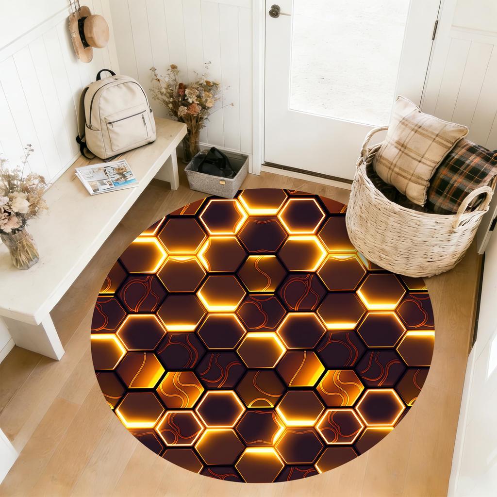 Rainbow Cube Area Rug, 3D Colorful Square Block Print, Non-Slip Washable Mat for Living Room Sofa Dining Room Indoor Decor