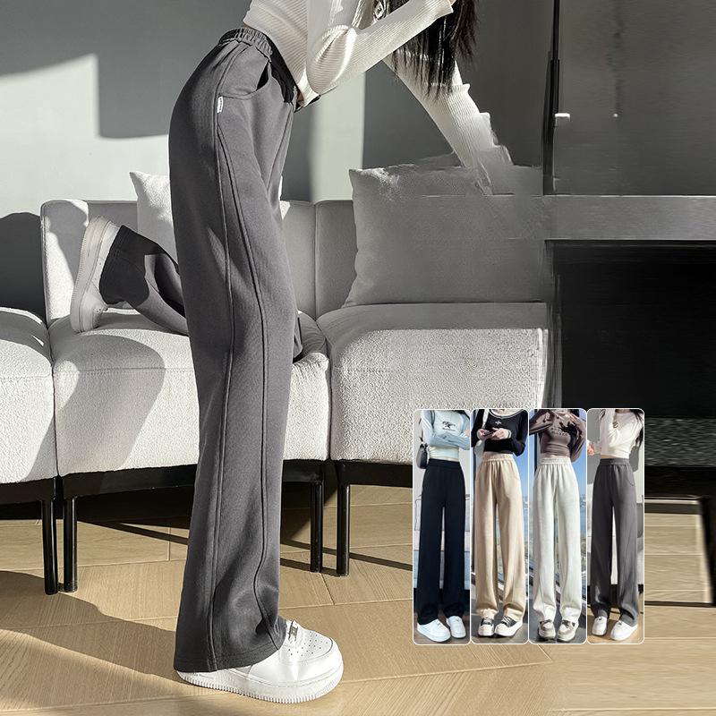 White Casual Sports Pants for Women Spring New Hot-Selling Narrow Version Banana Pants High Waist Loose Straight Wide-Leg Pants