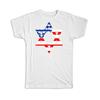 Gift T-Shirt : Star Of David American Flag USA Jerusalem Israel Patriotic Jewish