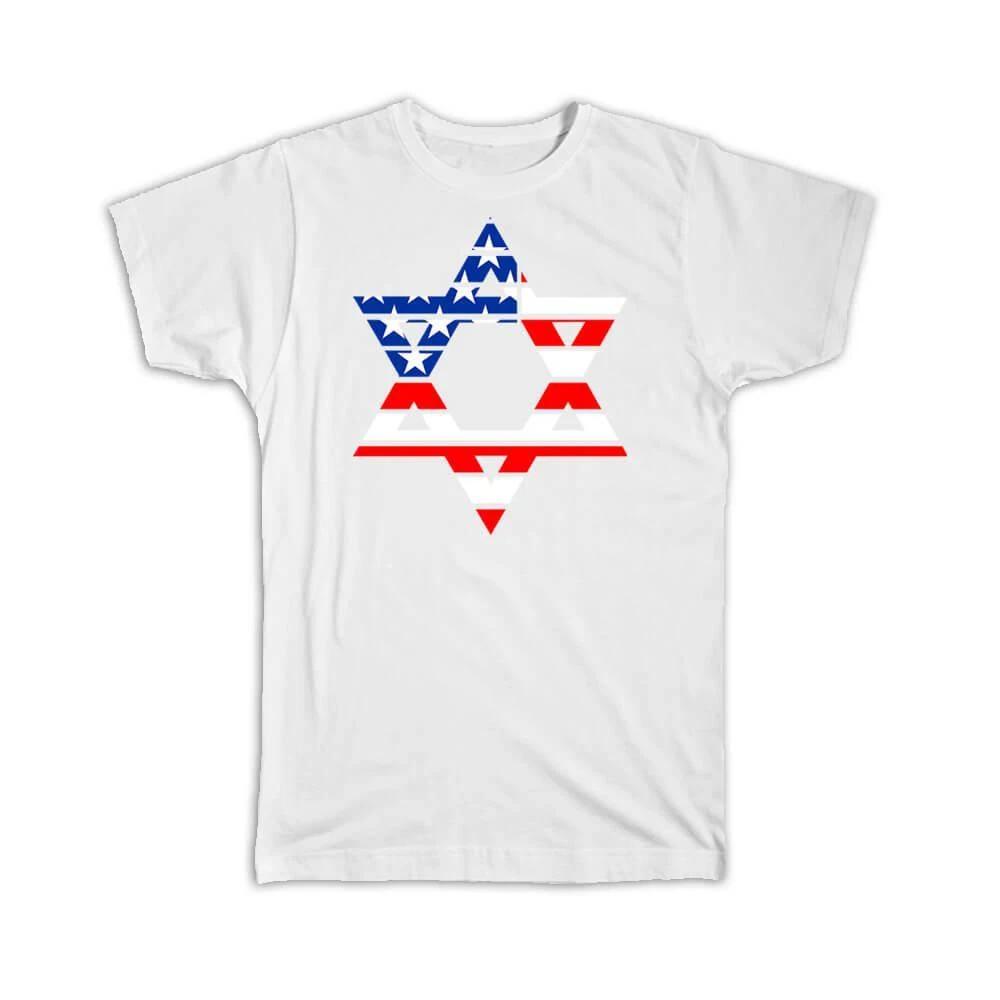 Gift T-Shirt : Star Of David American Flag USA Jerusalem Israel Patriotic Jewish L