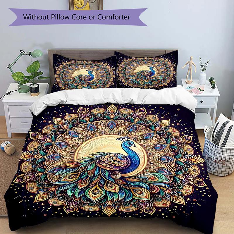 3pcs Beautiful Peacock Printed Quilt Set - Includes 1 Quilt Cover and 135x200cm