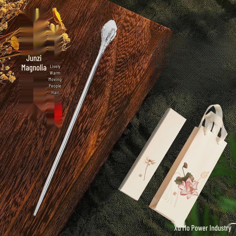 

Sterling Silver Self-Defense Hairpin with Tassel - Retro Hanfu Fairy-Style Hair Accessories Simple Package
