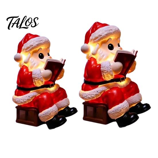 Desktop Holiday Accents Santa Claus Night Light, Resin Christmas Tabletop Ornament with Window Display Warm LED Lighting, Bedroom Bedside Table