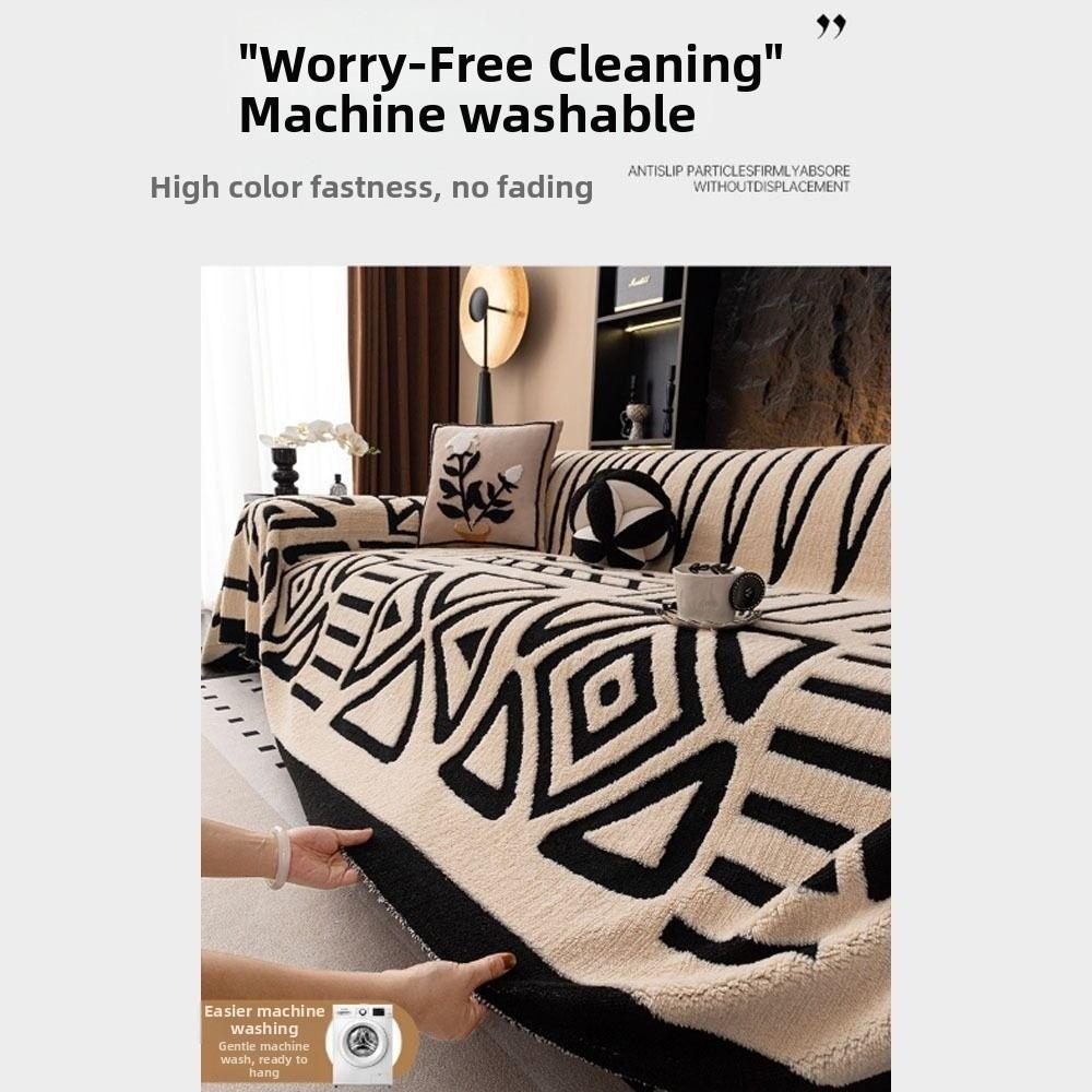Fashion Vintage Interlocking Sofa Protector Comfort Warm Sofa Cover Non-Slip Sofa Blanket
