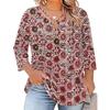 Blusa Floral Feminina Plus Size com Manga Três Quartos, Blusa Casual, Túnica de Corte Amplo para Primavera Verão, Uso Diário, Trabalho e Saídas
