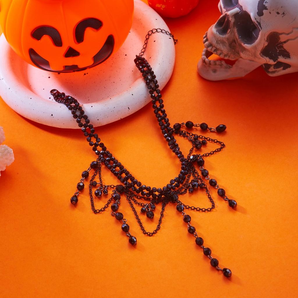 Vintage Halloween Necklace Red Black Crystal Blood Drop Chain Fringe Multi-Layer Gothic Choker Jewelry For Women Men Party Gifts