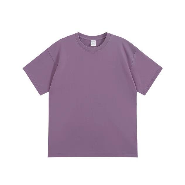 400g Heavyweight Pure White Long-Staple Cotton Summer Short-Sleeve Loose Crew Neck Base Layer T-Shirt