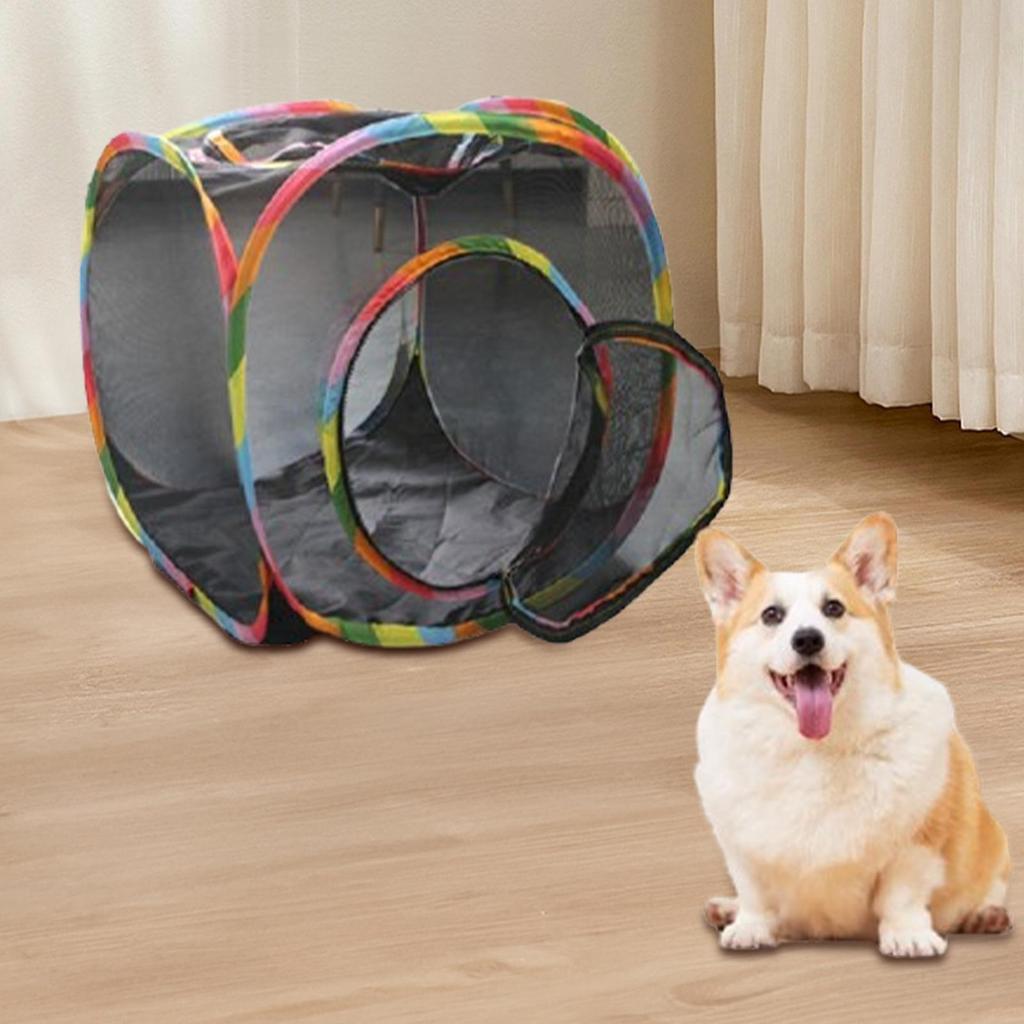 Square Foldable Outdoor Mesh Cat Tunnel Breathable Summer Kitty Tent with Play Tunnel Interactive Pet Play Cube Toys