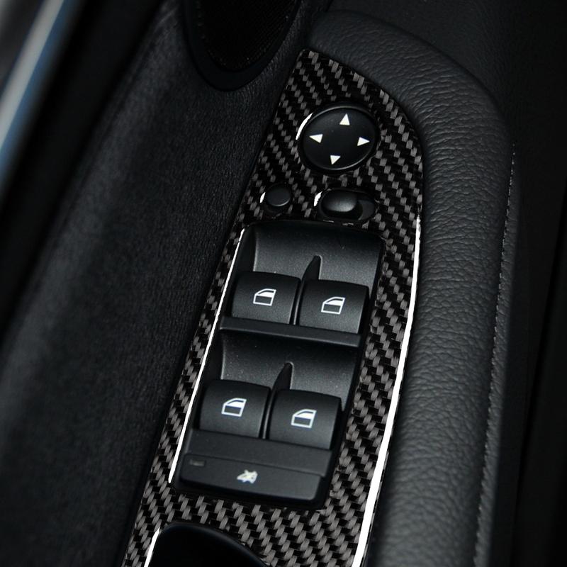 Real Carbon Fiber Car Accessories Window Lift Decorative Panel Trim Cover Soft Sticker For BMW X5 E70 2008-2013 X6 E71 2009-2014