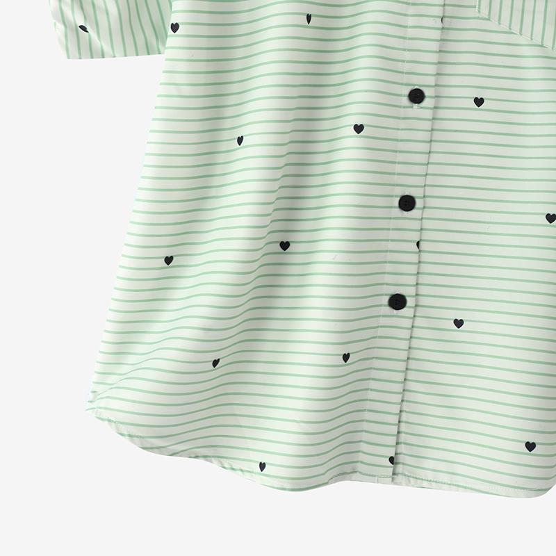 ZANZEA Women Classic Collar Summer Casual Short Sleeve Stripe Blouse
