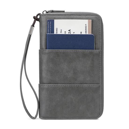 RFID Blocking Wallet with Zipper Travel Document Holder Passports Organizer Card Holder with Wrist Strap for Men Women Family Vacation Use