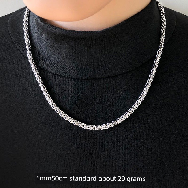 

Trendy Men s Titanium Steel Domineering Fitness round Non-Changing Necklace 5mm X 50cm Standard, Slim, Short Length