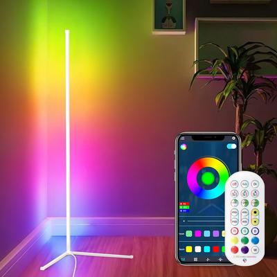 Aerlife RGB Floor Lamp with Remote Control, USB Powered, 142cm Tall, Stylish LED Stand Light with Timer Function, Suitable for Bedrooms, Corner