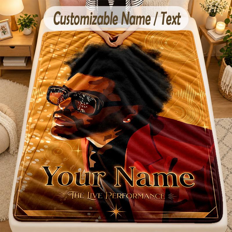 Flannel BlanketThe Weeknd Custom Name Text Personalized Soft Warm Throw Blanket Home Decor Gift