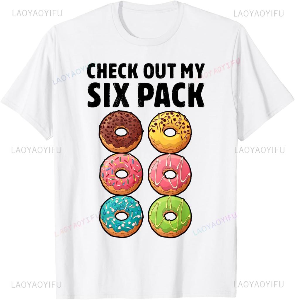 S5XL Check Out My Six Pack Donut  Funny Gym TShirt Custom Printed Graphic Mens T Shirt Customizable Camiseta Hombre