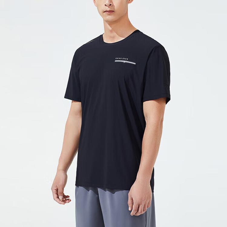 Anta Training Series Solid Color Round Neck Short Sleeve T-Shirt Men Tops Black 152327155-2