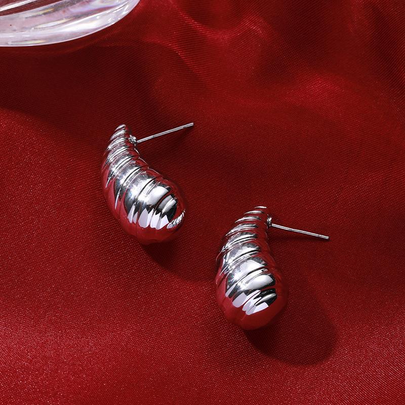 Creative CCB Gold and Silver Earrings for Women, Unique Fashion Simple Water Drop Earrings, Niche Versatile Ear Jewelry
