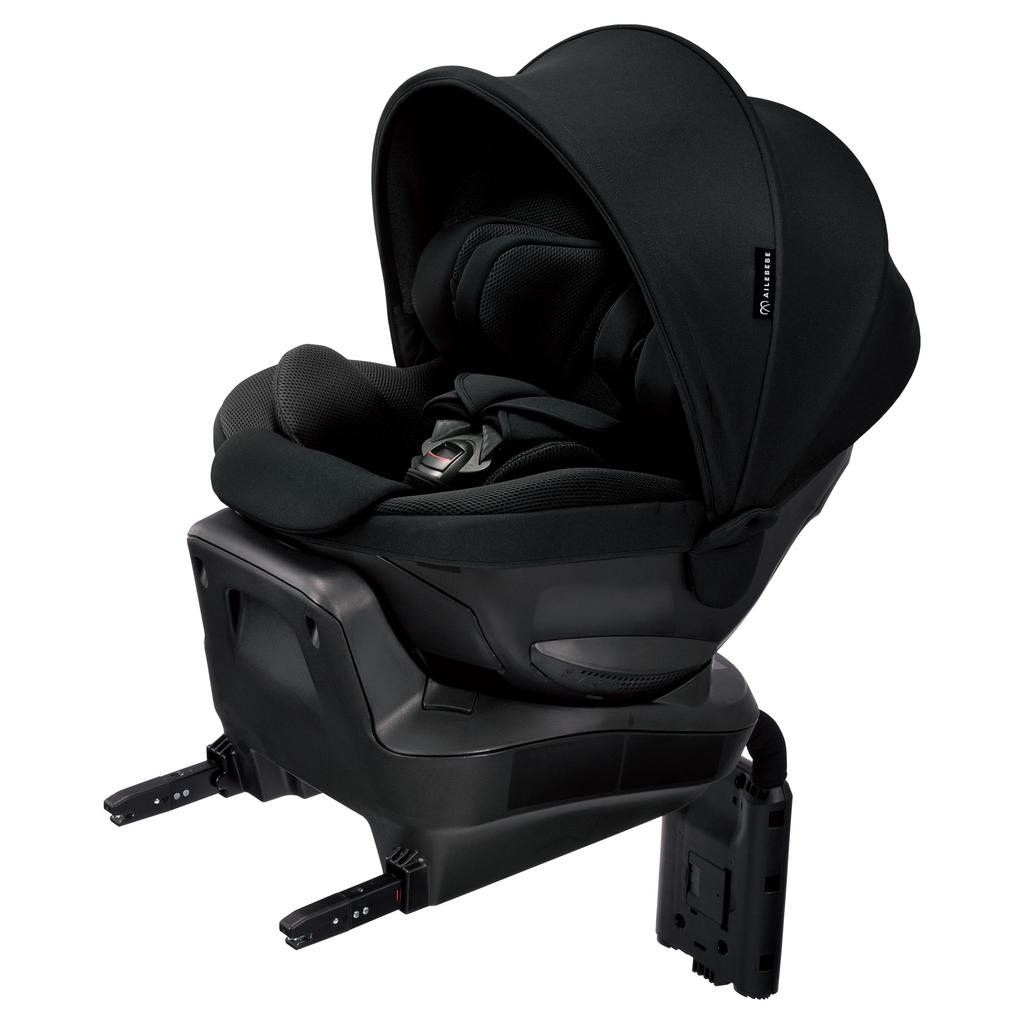 Carmate Child Seat Safety Standard ISOFIX Rotating Type Can Be Used From Newborns Krutt R ST Black Jumping Harness Equipped BF170 Sunshade M (Alebebe)