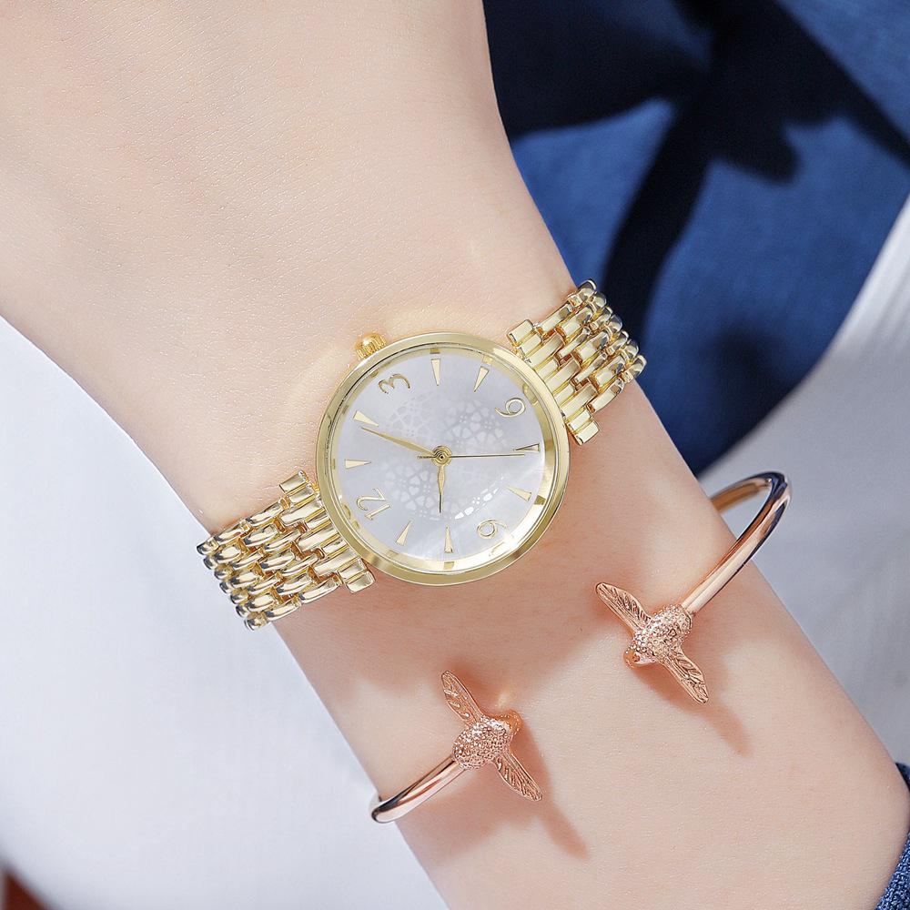 Douyin's Top Pick: Slim Steel Strap Women's Quartz Digital Wristwatch