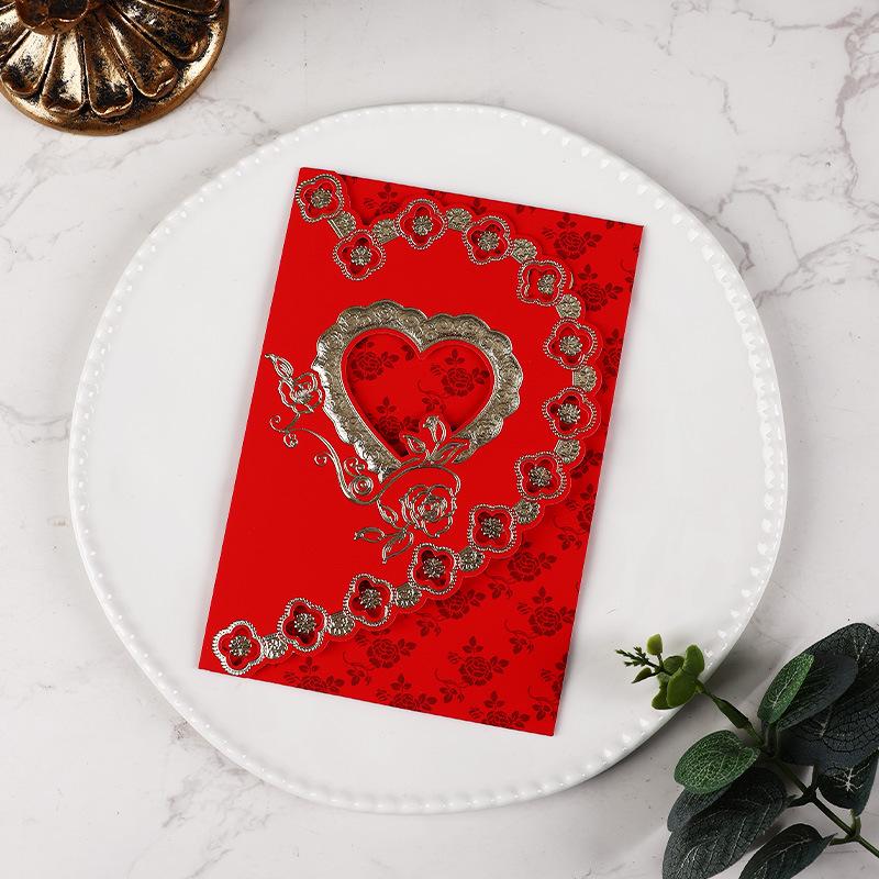 Luxury Wedding Invitation Card with Heart Design and Envelope, Printable Content Included