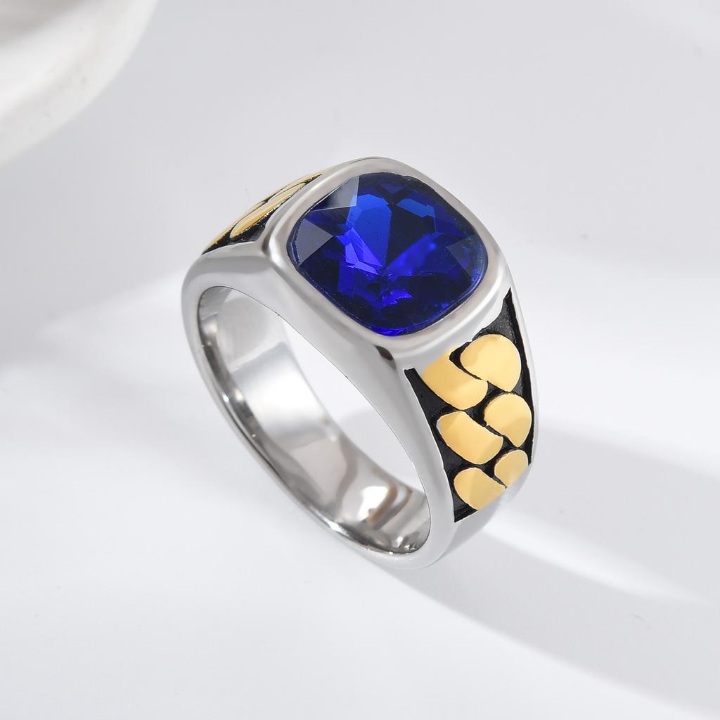 A3508 Men's/Women Trend High Quality 316LStainless Steel Multiple Colors Zircon Style Onyx Golden Rings Jewelry