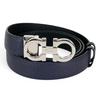 Pristine Belt Double Gancini Reversible Navy Leather Mens Used