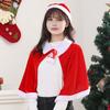 Christmas Cape Hat Set Festive Red White Xmas Outfit Soft Velvet Santa Costume Universal Size Makeup Clothing Props