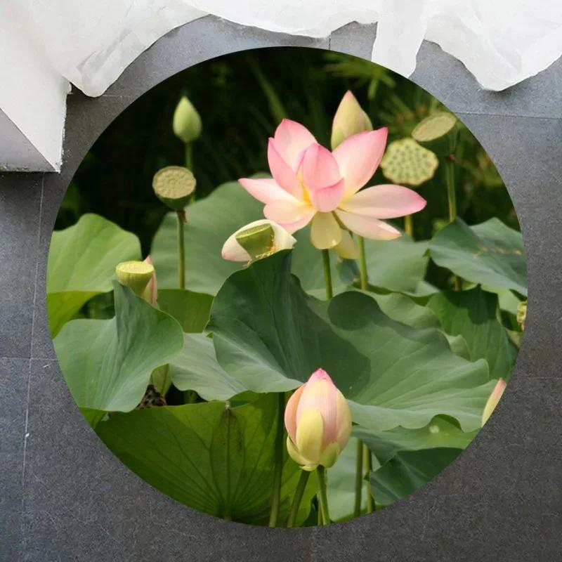 Lotus Flower Round Carpet Living Room Bedroom Yoga Mat Rugs Chinese Style Retro Non-slip Chair Mat Home Decoration Floor Mats