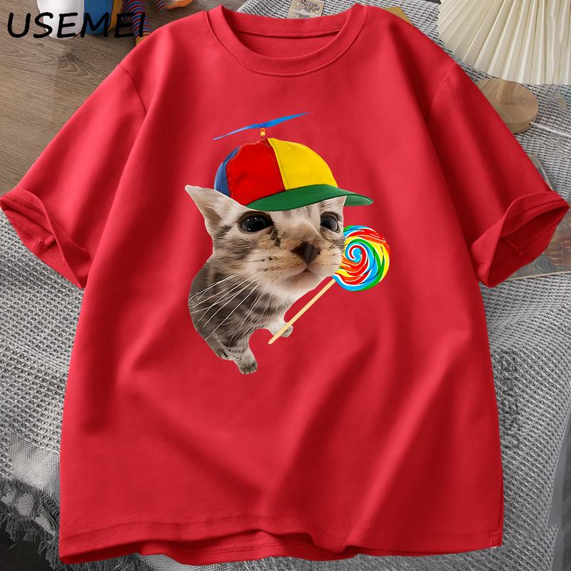 

Funny Cat Graphic T Shirts for Unisex Women Harajuku Cotton Short Sleeve Tshirt Casual Breathable Loose Round Neck Tshirt Tops S