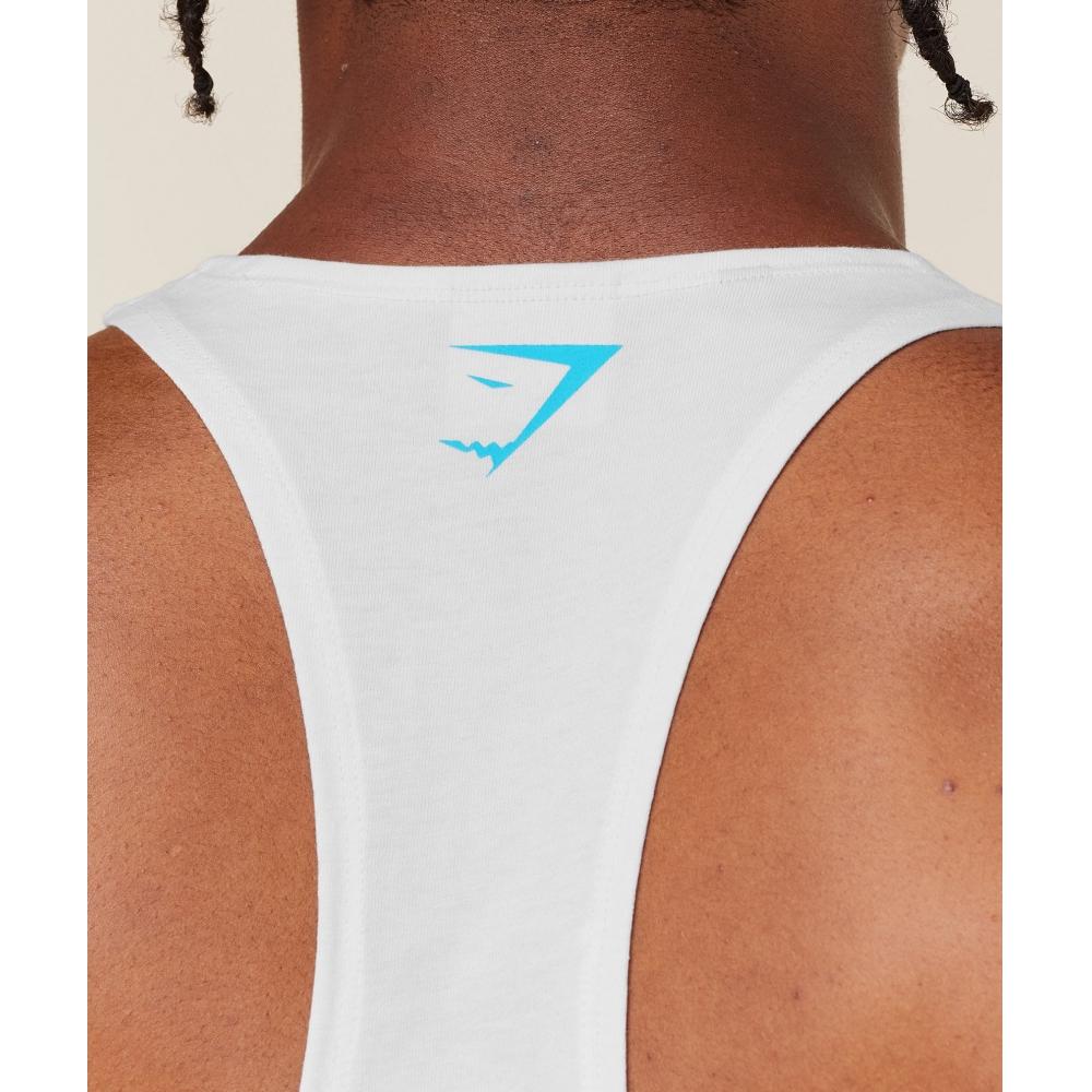 Gymshark Power Stringer Gs White Gs Brand Blue A4b4a Ud8b