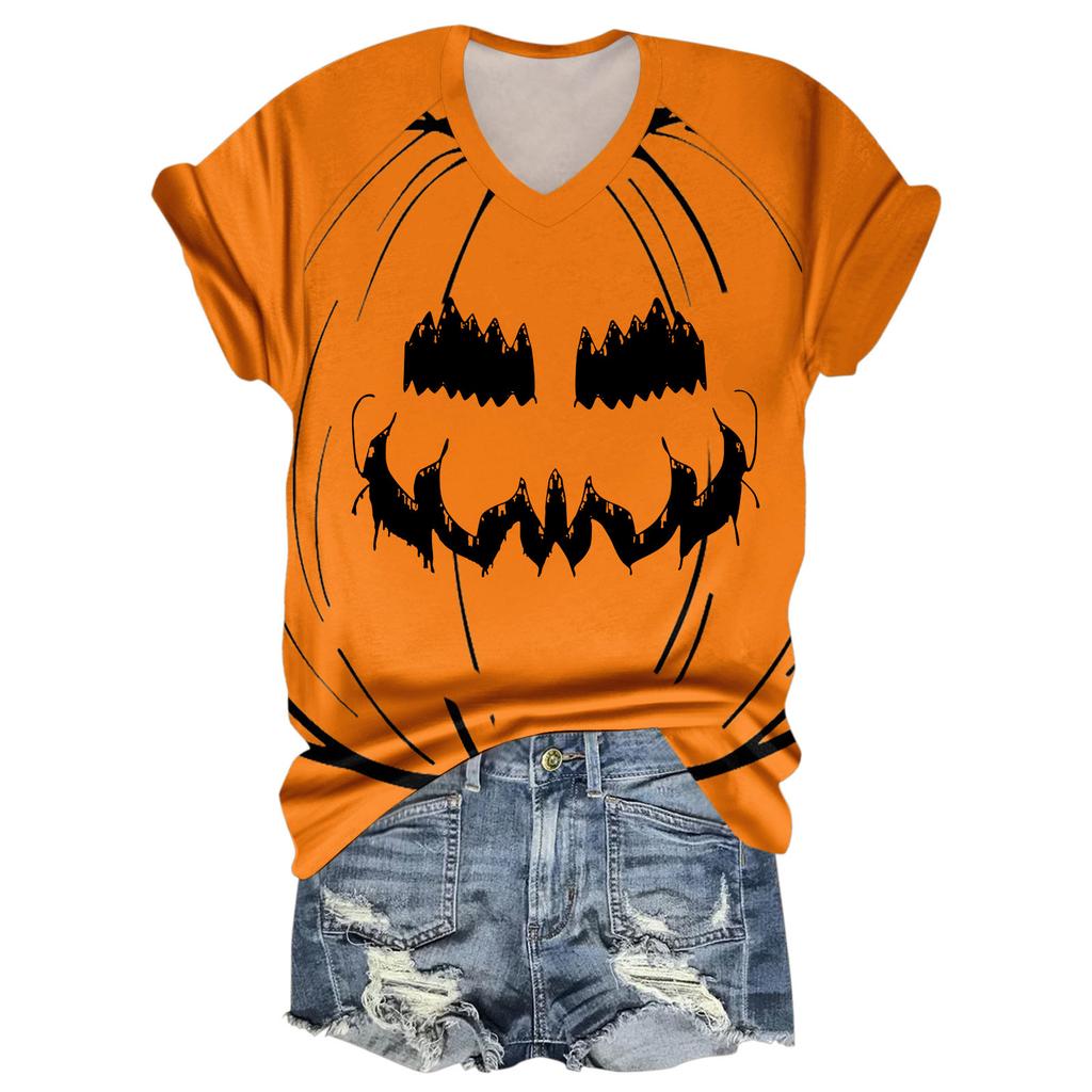 Dámská móda Ležérní Tříčtvrteční rukáv Halloweenská písmena, Potisk obličeje Top