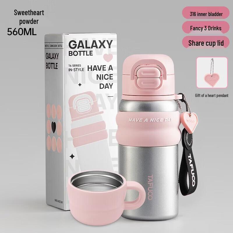 TAFUCO Dual-Lid Insulated Straw Cup T0600