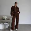 Sweatshirt Two-piece Suit Women's Casual Sets Loose Zipper-up Short Jacket Tops Straight Trousers Sports 2-piece Sets Lady