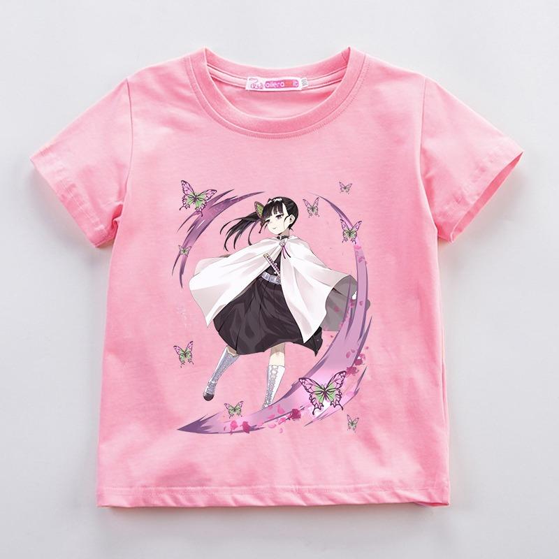 Kamado Nezuko Kochou Shinobu T Shirt for Girl Anime Demon Slayer Children Clothes Kids Short Sleeve Tees Summer Toddler  Tops