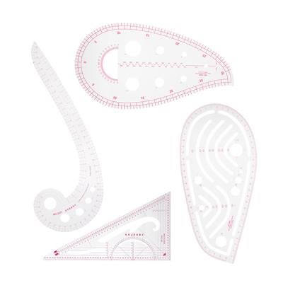 4Pcs Curve Ruler MultiFunction Vary Form Sewing Grading Proofing Plastic Clothing Design Tool