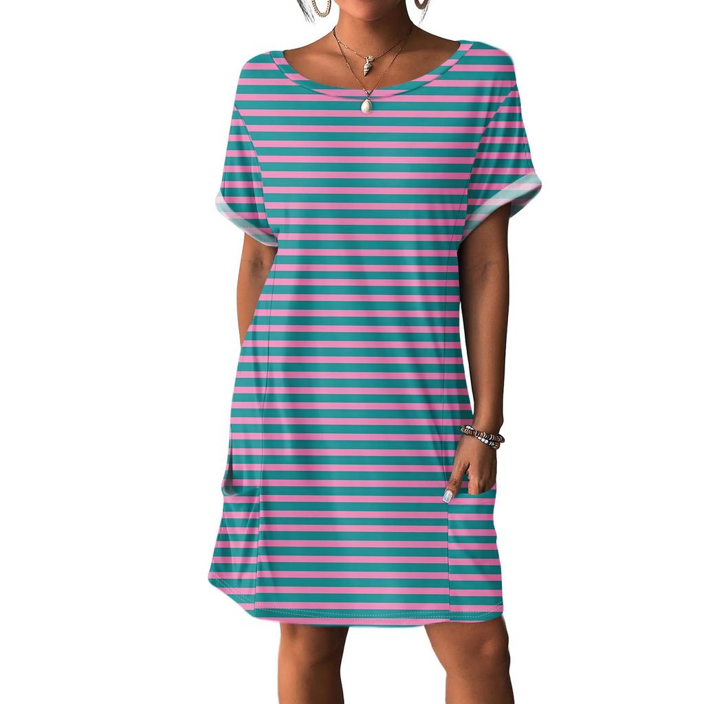 Women's Dresses T-Shirt Dresses With Pockets Solid Color Casual Beach Dresses
