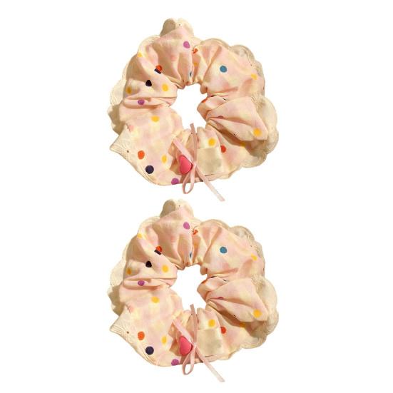 2Pcs Hair Tie High Elasticity Lace Edges Plaid Pattern Hair Rope Strong Ponytail Holder Buns Ponytails Hair Accessories